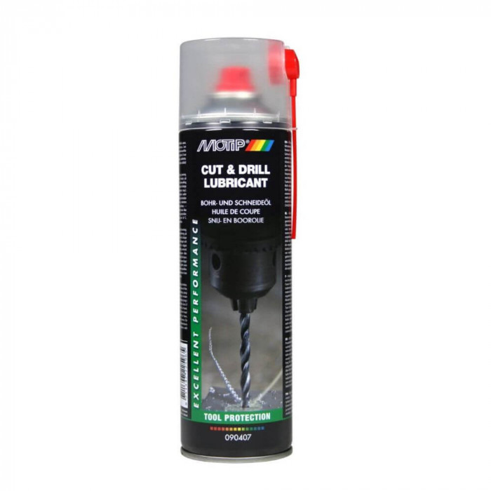 Spray Lubrifiant Metale Motip Cut &amp; Drill, 500 ml, Lubrifiant pentru Perforarea Metalelor, Lubrifiant pentru Unelte si Aparate, Spray Lubrifiant pentr