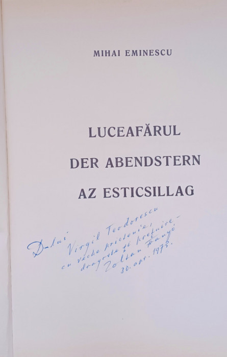 Luceafărul - ediție trilingvă ( rom&acirc;nă-germană-maghiară) - Mihai Eminescu