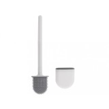 Perie pentru WC flexibila cu suport, Silicon, Alba, 35 X 8 cm