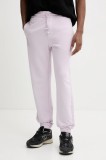 HUGO pantaloni de trening din bumbac barbati, culoarea violet, cu imprimeu, 50535287