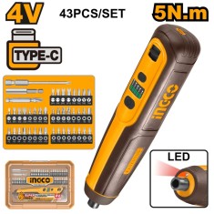 Surubelnita Electrica 4V 5Nm Set 43 Piese CSDLI04062 &ndash; surubelnita electrica compacta cu biti multipli, LED si incarcare USB-C