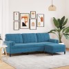 VidaXL Canapea cu 3 locuri și taburet, albastru, 210 cm, catifea 3278286