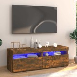 vidaXL Comodă TV cu lumini LED, stejar fumuriu, 120x35x40 cm 815672
