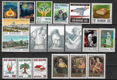 C2326 - San Marino 1981 - An complet fara bloc,19 timbre neuzate,perfecta stare foto