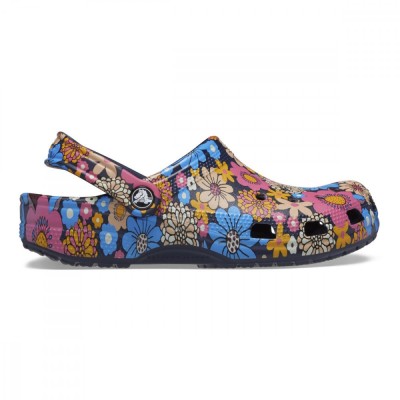 Saboti Crocs Classic Retro Floral Clog Albastru - Navy/Multi foto