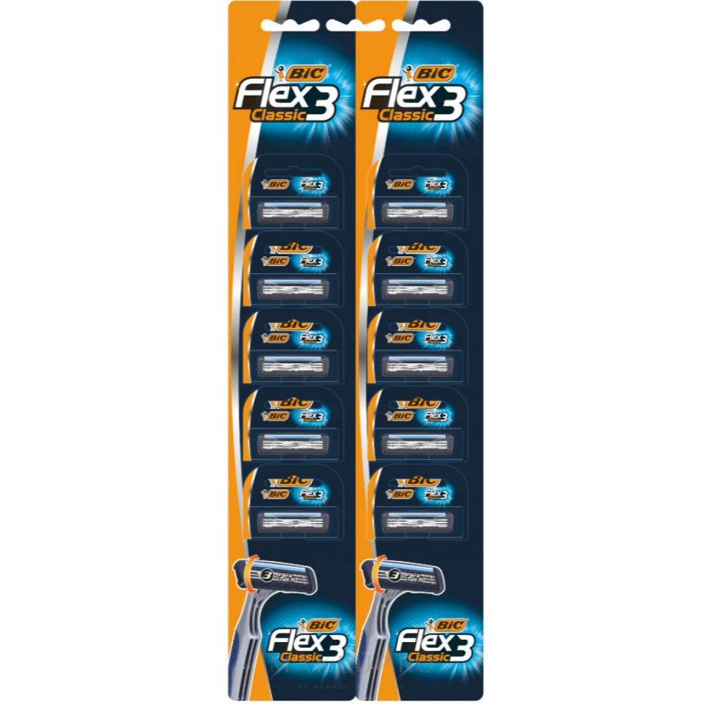 Set 10 Aparate De Ras Bic Flex 3 Classic Cu 3 Lame, Lame De Barbierit ...