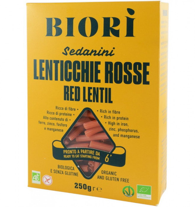 Sedanini Bio din linte rosie, 250g Biori