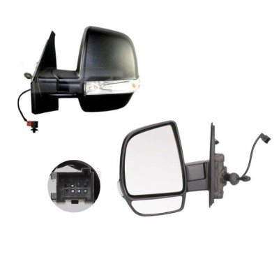 Oglinda exterioara Opel Combo, 11.2011-2015, Stanga, VAN, reglare manuala; carcasa neagra; geam divizat; cromat; 2 pini; cu semnalizare, View Max foto