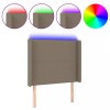 Tablie de pat cu LED, gri taupe, 93x16x118/128 cm, textil
