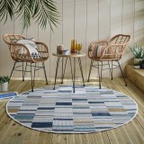 Cumpara ieftin Covor rotund Rosco Geo Outdoor Albastru 160x160 cm, Flair Rugs
