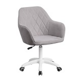 Cumpara ieftin Scaun de birou tapiterie textil gri picior alb Santy 60x62x100 cm