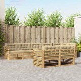 vidaXL Set de canapele de exterior cu pernă 8 pcs Alb și Bej Poliester 3390668