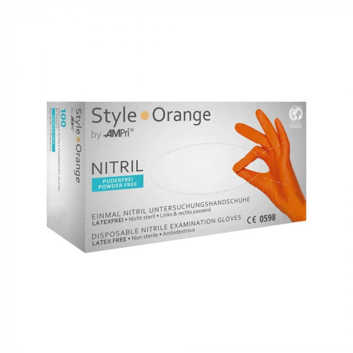 Manusi Nitril fara Pudra AMPri Style Orange, Portocalii, L, 100 buc