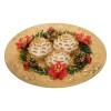 Platou Decorativ Crăciun, 3 Lum&acirc;nări Aurii, Crăciuniță, 24 cm, Oem