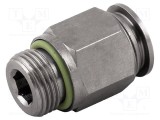 Racord push-in simplu AIGNEP 1/8 pentru aer comprimat și vacuum, alama nichelata