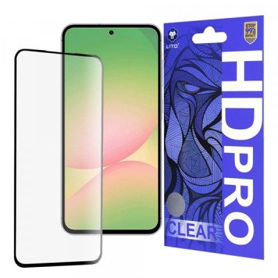 Folie de protectie Ecran Lito HD Pro Clear pentru Samsung Galaxy A56 A566, Sticla Securizata, Full Glue, Neagra foto