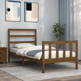 VidaXL Cadru de pat cu tăblie, maro miere, 90x200 cm, lemn masiv