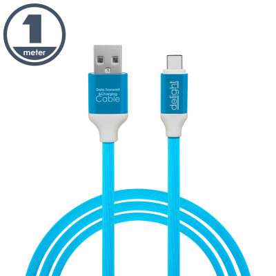 Cablu de date si incarcare USB Type C invelis siliconic 1m 2.1A Delight foto