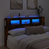 Cumpara ieftin Tăblie de pat cu LED, stejar fumuriu, 180x18,5x103,5 cm, lemn