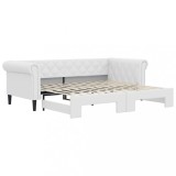 Cumpara ieftin Pat de zi cu extensie, alb, 90x200 cm, piele ecologica