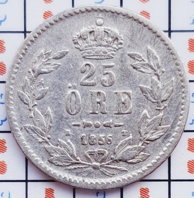1037 Suedia 25 ore 1856 Oscar I (1844-1859) km 684 argint foto