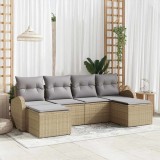 VidaXL Set de canapele pentru grădină cu pernă 6 pcs Bej, gri deschis