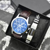 Cumpara ieftin Set Cadou Barbati: Ceas Yazole Albastru, Bratara Eleganta, Cutie Cadou. Ceas Barbatesc Quartz, Curea Piele Ecologica Neagra, Carcasa Metalica