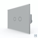 Intrerupator touch dublu cap scara Livolo din sticla gri, standard italian