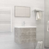 Set mobilier de baie, 2 piese, gri beton, lemn compozit
