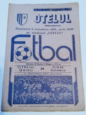 Program meci fotbal OTELUL GALATI - CSM SUCEAVA (06.10.1985) foto