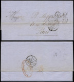 France 1854 Stampless Cover + Content Le Havre to Paris D.849