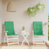 VidaXL Perne scaun cu spătar &icirc;nalt, 2 buc., verde, 120x50x3 cm, textil