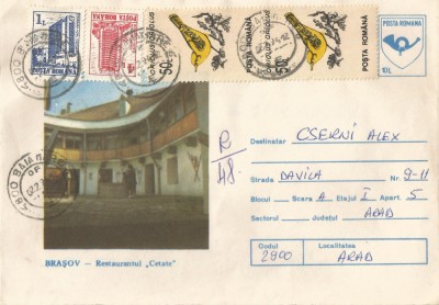Rom&amp;acirc;nia, Braşov, plic recomandat, circulat intern, 1994 foto