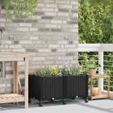 Cumpara ieftin Ghiveci de gradina cu roti Negru 80 x 40 x 44 cm PP