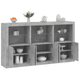 vidaXL Servantă cu lumini LED, gri beton, 181,5x37x100 cm