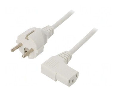Cablu Prelungitor Alb 5m 3x1mm2 Mufă CEE 7/7 la IEC C13 90&amp;deg; foto