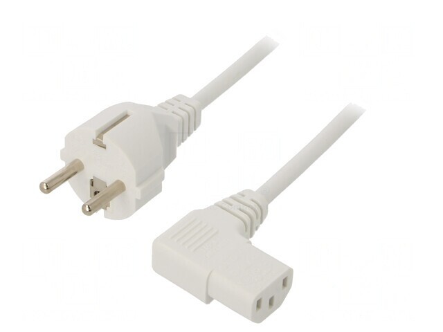 Cablu Prelungitor Alb 5m 3x1mm2 Mufă CEE 7/7 la IEC C13 90&deg;