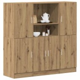 Set 3 Dulapuri Bucatarie Gossi Stejar Artizanal, Lemn, 133x41.5x131.5cm, Depozitare, Rafturi, Asamblare Necesara