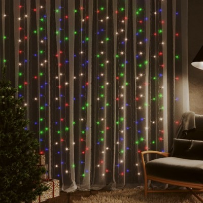 vidaXL Instalație lumini tip perdea 300 LED multicolor 3x3 m 8 funcții foto