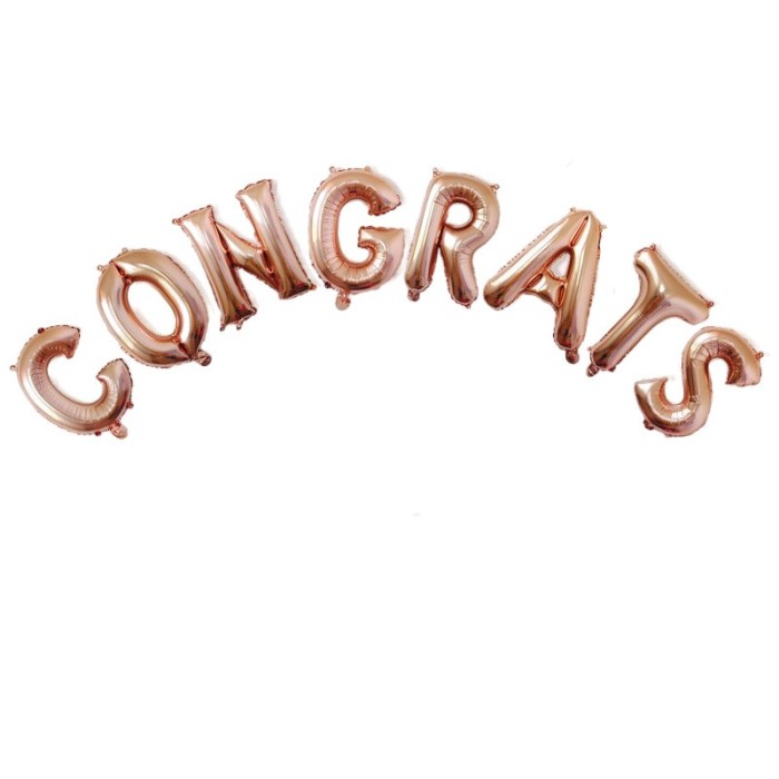 Set 8 baloane din folie metalizata, flippy, model scris congrats, litere de 40 cm, tema absolvire, baloane party, ambalaj individual, pai inclus, umfl