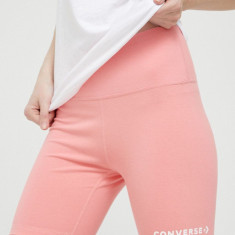 Converse pantaloni scurti femei, culoarea violet, neted, medium waist