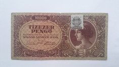 10000 Pengo 1945 Ungaria bancnota penghei Tizezer pengo cu timbru foto