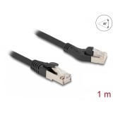 Cablu de retea RJ45 Cat.8.1 S/FTP drept/unghi 45 grade stanga 1m Negru, Delock 80752