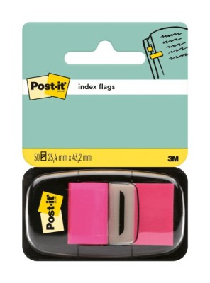 Index Clasic Post-it 25.4 mm x 43.2 mm 50 file in dispenser Index Post-It 3M plastic roz foto