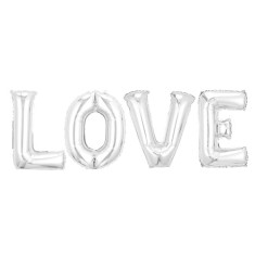 Set 4 Baloane din Folie Metalizata, Cyrax, Figurine Litere, Model Scris Love, Tema Iubire, 80 cm, Ambalaj Individual, Pai Inclus, Umflare cu Aer sau H