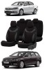 Huse Scaune Auto Piele Textil VW Passat B7 (2010-2015) Rosu Umbrella Compatibile AIRBAG, Buzunare