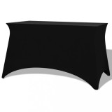 vidaXL Huse Elastice Mese Negre 120x60.5x74 cm, 2 Buc. Fete de Masa Protectoare Reutilizabile Nunta Evenimente Poliester Spandex
