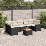 Cumpara ieftin Set mobilier de grădină cu perne, 8 piese, negru, poliratan