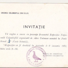 bnk div Invitatie Uniunea Columbofila RSR - Bucuresti 1972