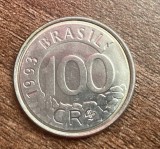 C50 - Moneda foarte veche - Brazilia - 100 cruzeiros - Lobo Guara - 1993, America Centrala si de Sud